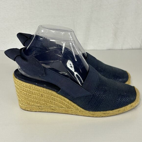 Lauren RALPH LAUREN Helma Espadrille Slingback Wedge Sandal Navy Women’s 8 B - Picture 1 of 6